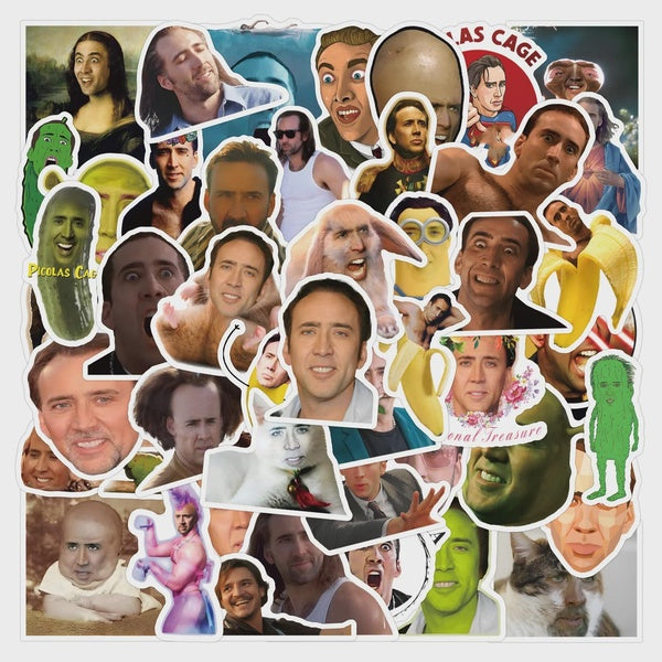 10-50pcs Funny Nicolas Cage Stickers spoof meme Waterproof Stickers for DIY Luggage Laptop Skateboard Motorcycle Bicycle Sticker