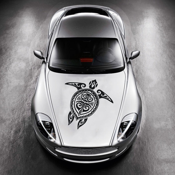 18" Tall TURTLE TRIBAL TATTOO ANIMAL CUTE HOOD CAR VINYL STICKER DECALS