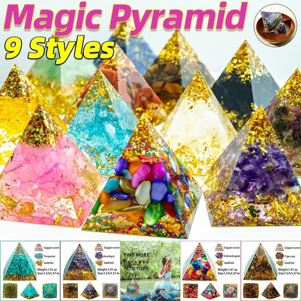 9 Styles Art Magic Pyramid Energy Pyramid Reiki Natural Amethyst Crystal Sphere Constellation Chakra Resin Quartz Cristal Stone Energy Healing Yoga M