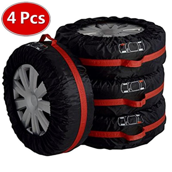 .4Pcs Car Spare Tyre Cover Garage Tire Case Auto Vehicle Automobile Tire Accessories Summer Winter Protector Tire Storage Bag