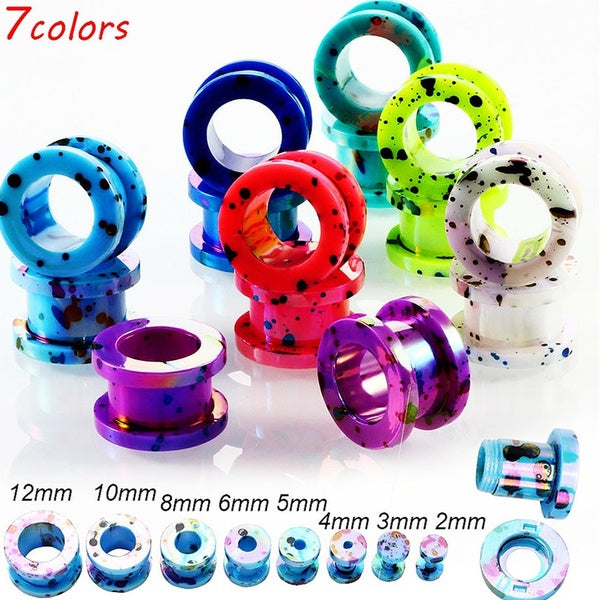 1pc coloré oreille extenseur acrylique point vis retour chair Tunnel creux oreille bouchon jauges civière Piercing corps