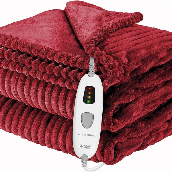 ZonLi Heated Throw Blanket -Electric Blanket Throw with 4 Heating Levels & 6H Auto Off，Machine Washable Soft Flannel Heating Blanket for Bedroom Offi
