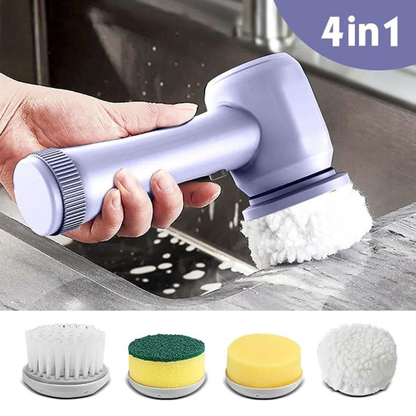 Household multi functions 4 in 1 spinning scrubber hand held cordless electric auto rotating bathroom toilet cleaning brush JM12