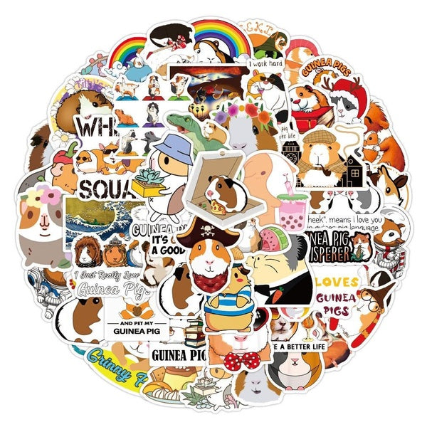 10-25-50-100PCS Domesticated Guinea Pig Cute Animal Stickers Graffiti Stickers Water Bottle Laptop Phone Bicycle Luggage Case Skateboard Children Adu
