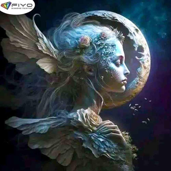 FIYO Beauty and the Moon Diamond Painting Kits For Adults DIY 5D Diamond Mosaic Diamond Painting Home and Kitchen Fashion Canvas Pictures Wall Decora