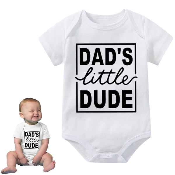 Baby 'Daddy's Little Dude' Onesie Clothes,Funny Infant One-piece for Baby Boys,Baby Bodysuit Short Sleeve Jumpsuit Rompers,Cute Newborn Babygrow Vest