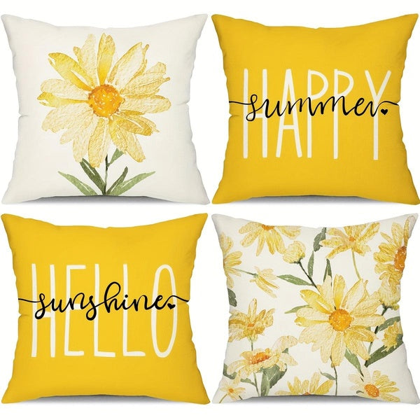 1PC Summer Flowers Printed Throw Pillow Cover - Soft and Stylish Cushion Case for Home Decor - 45cm x 45cm