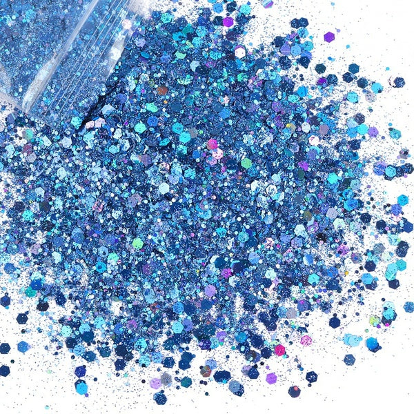 50g-bag Chunky Glitter for Party Makeup Nails Eyes Face Hair Body DIY Craft Phonecase, 10 Colors Holographic Laser Sparkling Sequins for Cosmetic Rav