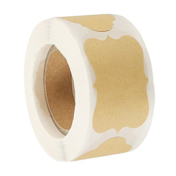 1.2x2 Inch Food Storage Labels, 1 Roll 3 Shapes Gift Marker Adhesive Craft Paper Sticker for Jars Bottles Containers, Brown