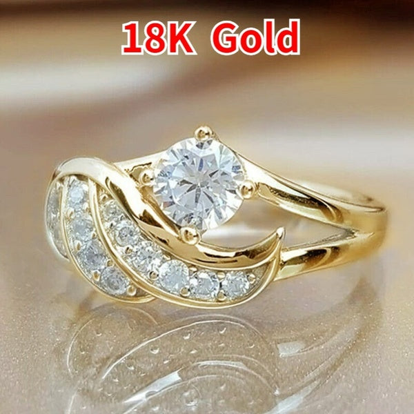 Exquis plaqué or blanc saphir ailes d'ange charmant diamant princesse bague romantique proposition de mariée bague d'éternité anniversaire cadeau de