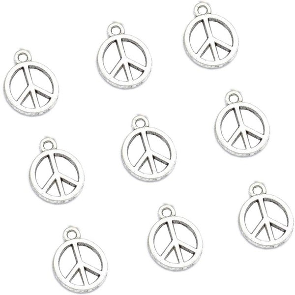 100pcs Vintage Antique Alliage d'Argent Symbole de la Paix Charmes Pendentif Bijoux pour la Fabrication de Bijoux Collier Bracelet DIY 15x12mm(100pcs
