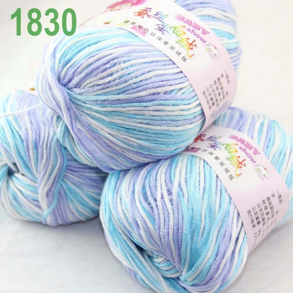 Fashion3 Skein x50gr Cashmere Silk Wool Children Hand Knit Shawls Crochet Yarn Crocheting Home Decor Living White Blue Aqua 18-30-3