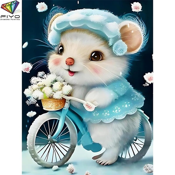 FIYO Mice DIY 5D Diamond Painting Full Drill with Number Kits Home and Kitchen Fashion Mosaic Diamond Painting Canvas Wall Decoration Gift Crafts for