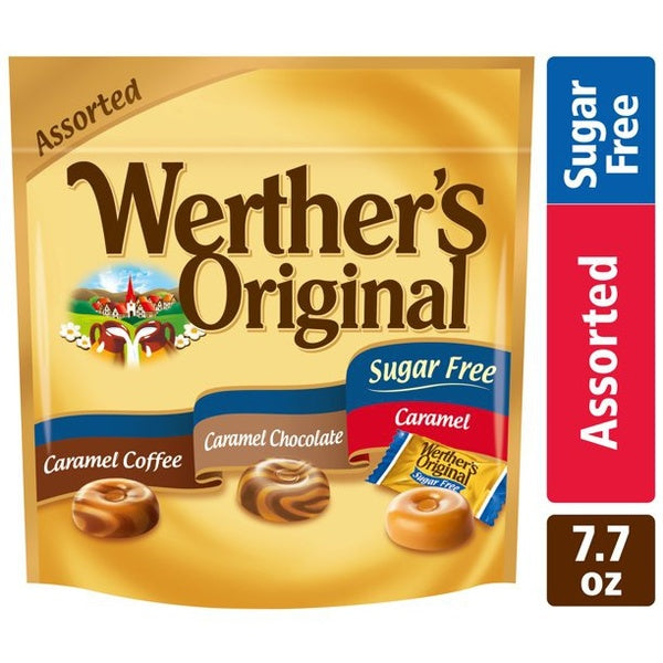 Werthers Original Hard Sugar Free Assorted Flavors, Caramel Coffee, Caramel Chocalate, Caramel Candy 7.7 Oz(2Ct)