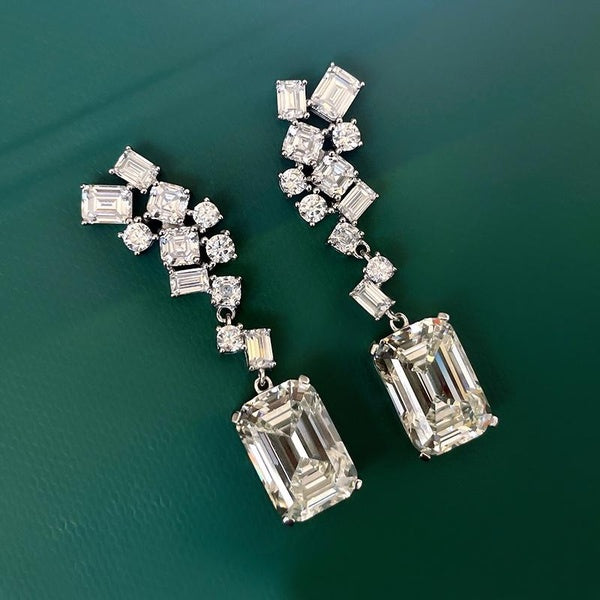 Boucles d'oreilles pendantes en zircone cubique pour femmes, bijoux de mariage, cadeau, nouvelle mode 2024