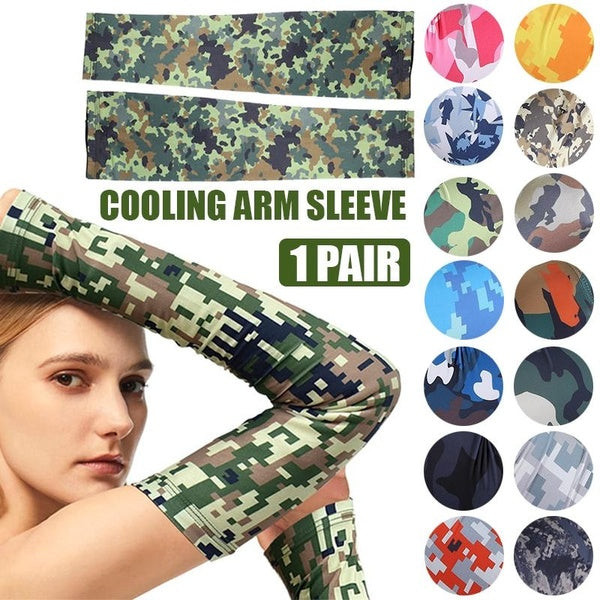 1 Pair Camouflage Sun Protection Arm Elbow Compression Sleeve Outdoor Sport UV Protection Arm Cover Cooling Arm Sleeve Ice Sleeve for Baseball Footba