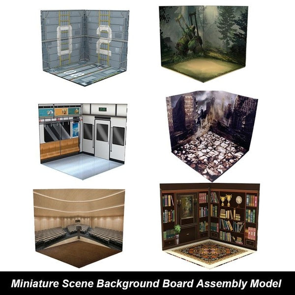 1:12 Miniature Scene Background Board Assembly Model For Showcase Action Figures Dolls Vehicle PVC Backdrop Material Diorama Kit