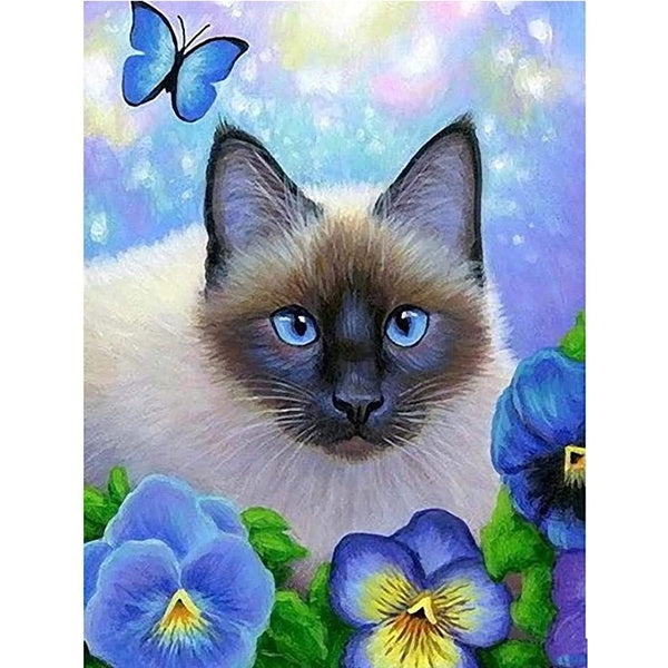 DIY 5D Diamond Painting Cat by Number Kits Painting Cross Stitch Full Drill Crystal Rhinestone Embroidery Pictures Arts Craft for Home Wall Decor Gif