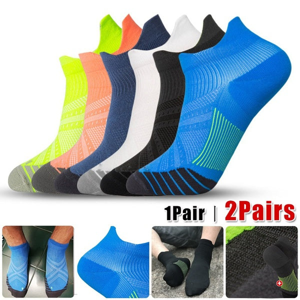 1-2Pairs Short Stockings Ankle Compression Fast Dry Fashion Sports Outdoor Run Striped Breathable Comfortable Women Men Resistant Socks