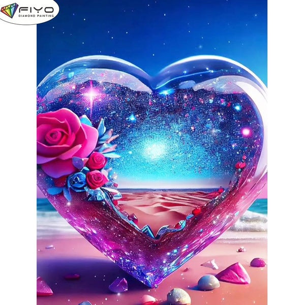 FIYO DIY 5D Rose Diamond Painting Full Drill with Number Kits Home and Kitchen Fashion Mosaic Diamond Painting Canvas Wall Decoration Gift Crafts for