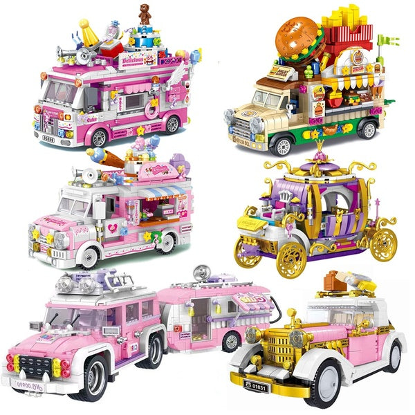 Camper Truck Food Car Travel Girls Building Blocks Sets Toys Gift Children Camping