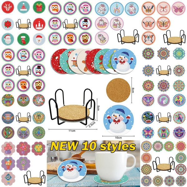 DIY Diamond Painting Coasters with Shelf Mandala Cupmat Diamond Painting Kits for Beginners Adults Kids Art Craft Supplies Christmas Decoration Gifts