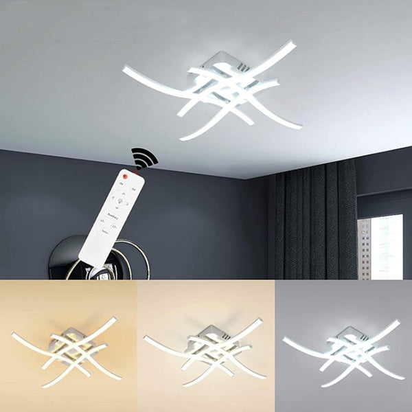 Modern 3 Colors Dimmable 86-256V 3-4 Heads Minimalist Satin Nickel LED Ceiling Lights With Remote Control Lamp Chandelier Pendent Hanging Lighting Fi