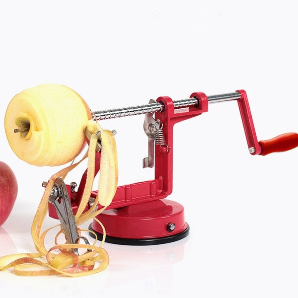 1PC 3 in 1 Stainless Steel Fruit Apple Peeler Cutting Potato Skinning Machine Home Kitchen Tool Remove Core Double Head Sucker QA 093