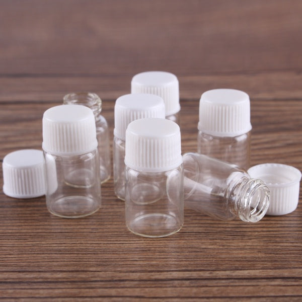 10 pieces 2ml 16*26mm Empty Glass Bottles with White Plastic Caps Mini Glass Bottles Tiny Jars Vials for Wedding Gift DIY Accessory