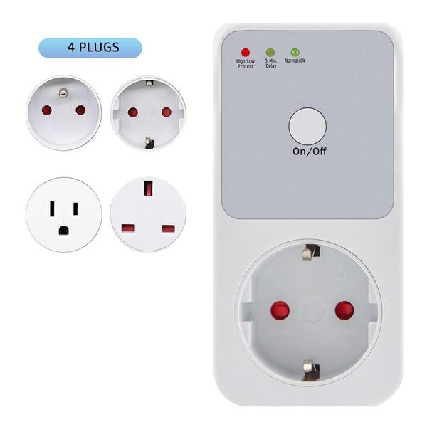 New Automatic Voltage Protector Socket Switcher AC 220V Power Surge Safe Protector EU Plug Socket Voltage Safe Refrigerator Protect