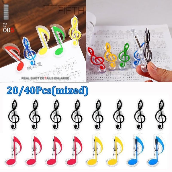 20-40Pcs Music Note Clips Book Paper Sheet Steel Spring Score Clips