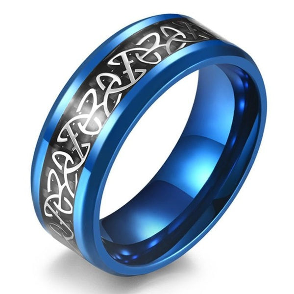 Irish Claddagh Celtic Knot Heart Titanium Steel Mens Ring For Men Women Blue - Silver Engagement Rings Wedding Band Couple Jewelry Valentines Gift