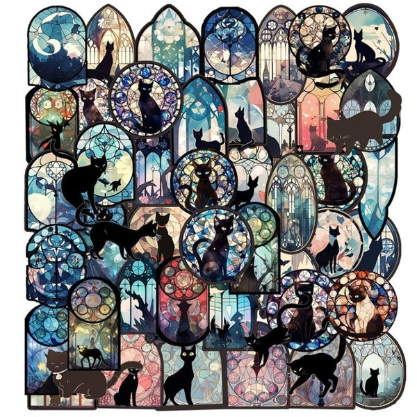 10-50pcs Art Black cat and beautiful glass stickers Scrapbooking Graffiti Laptop Skateboard Motorcycle Bicycle Sticker