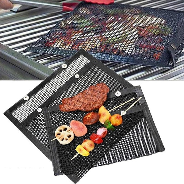 BBQ Grill Mesh Bag, Reusable Non-stick Barbecue Baking Isolation Pad, Outdoor Picnic Camping Kitchen Tools, Barbeque Accessories