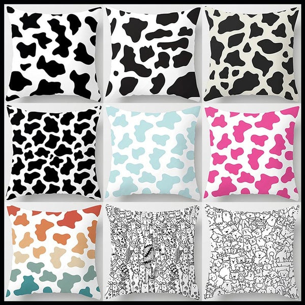 Cow Print Square Pillowcase, Home Decoration, Car Sofa Cushion Cover (45cm * 45cm)
