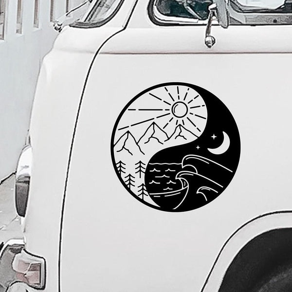 Camper Van Stickers Mountain Sea Day Night StickerS,Motorhome RV Suv Car Styling Vinyl Accessories Decoration