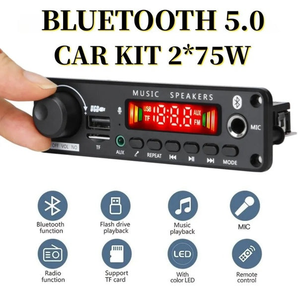 Amplificateur DIY 150 W Carte de décodage Bluetooth Microphone 6,5 mm Radio FM TF USB Lecteur de musique audio de voiture Haut-parleur Contrôle du vo