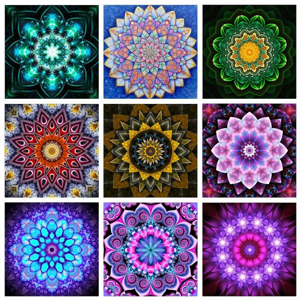 Mandala and Bohemian Pattern DIY 5D Diamond Painting Full Drill with Number Kits Home and Kitchen Fashion Crystal Rhinestone Cross Stitch Embroidery