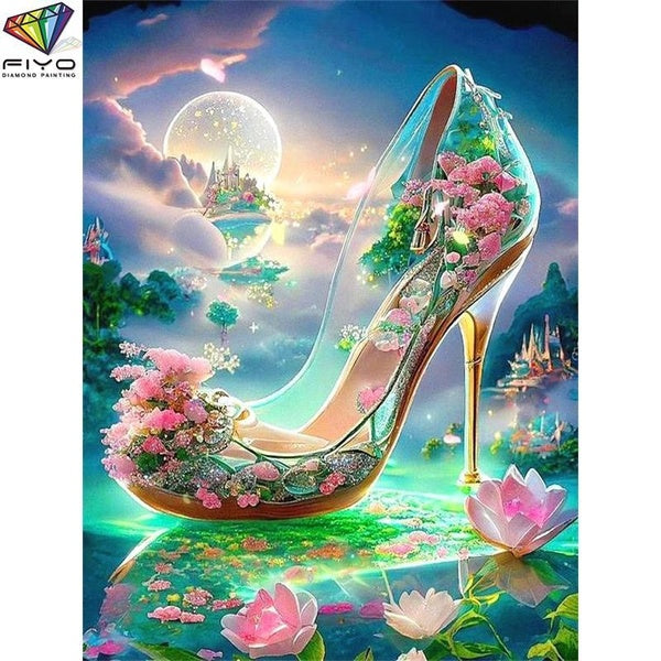 FIYO High Heels DIY 5D Diamond Painting Full Drill with Number Kits Home and Kitchen Fashion Mosaic Diamond Painting Canvas Wall Decoration Gift Craf
