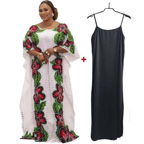 2021 African Plus Size Dresses for Women Autumn African Women O-neck Polyester Printing Long Robes African Clothes Women
