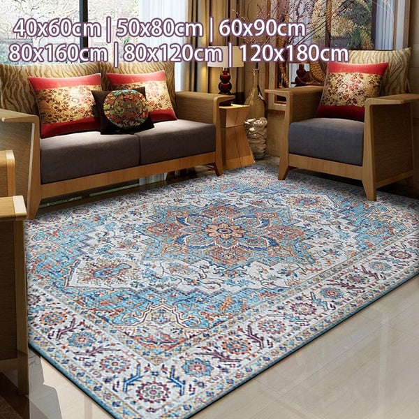 1pc Vintage Boho Area Rug, Soft Crystal Velvet Floor Mat, Anti-fatigue Shaggy Floor Carpet, Non-Slip Machine Washable Carpet, Entrance Welcome Door M