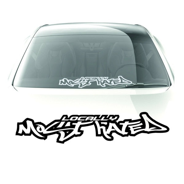 Locally Most Hated JDM Kanji Car Sticker Japanese Cartoon Windshield Decal 23" X 5"