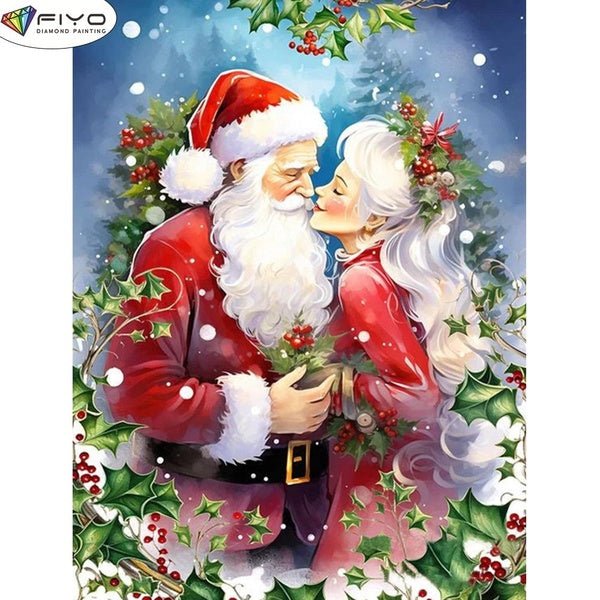FIYO DIY 5D Christmas Couple Diamond Painting Full Drill with Number Kits Home and Kitchen Fashion Mosaic Diamond Painting Canvas Wall Decoration Gif