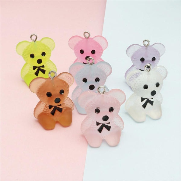 20Pcs Cute Bear Resin Earring Charms Kawaii 3D Necklace Keychain Bracelet Pendant For Jewelry Making Accessory 30*22MM