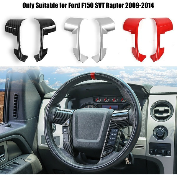 Carbon Fiber Black Steering Wheel Cover Trim Frame Bezel Decor Only Suitable for Ford F150 SVT Raptor 2009-2014 4-door ABS Interior