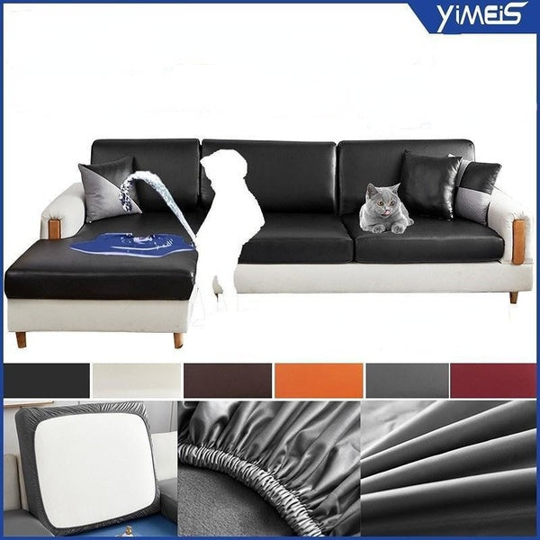 1-2-3 Seat PU Waterproof Leather Couch Cushion Covers Stretch Sofa Seat Cover Anti Slip Sofa Slipcovers Pet Furniture Protector With Elastic Bottom A