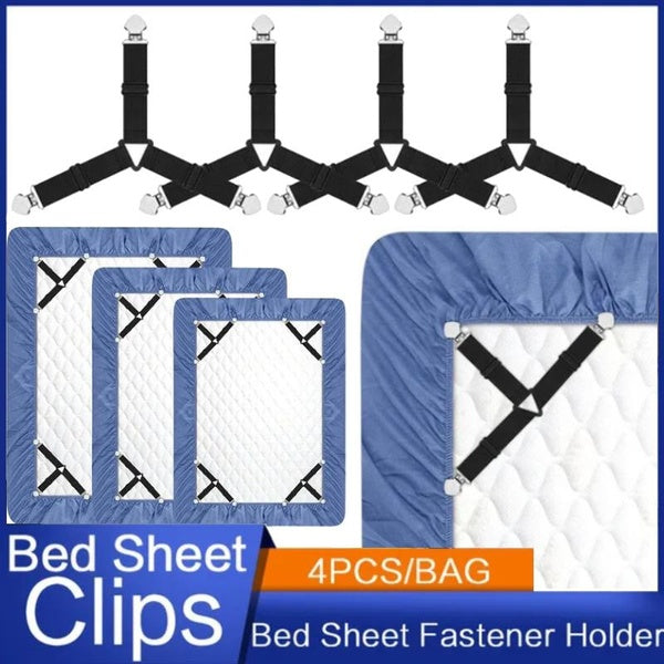 4-8Pcs Adjustable Triangle Elastic Bed Mattress Sheet Fasteners Suspenders Gripper Holder Straps Clip for Bed Sheets,Mattress Covers, Sofa Cushion
