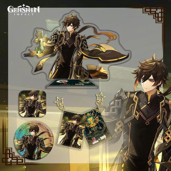 Genshin Impact 2024 Zhong Li Peripheral Products Keychain Standing Plates Gift Game Collection