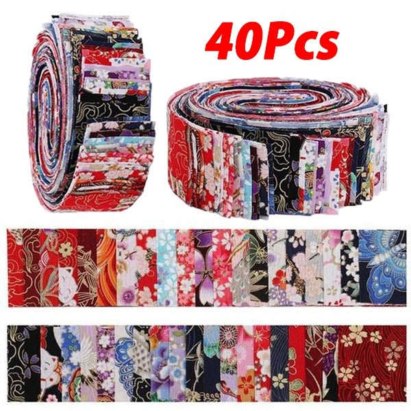 40Pcs-Roll Colorful Japanese Bronzed Cotton Fabric Printed Cloth For DIY Textile Fabric Sewing Dolls & Bags Patchwork Material