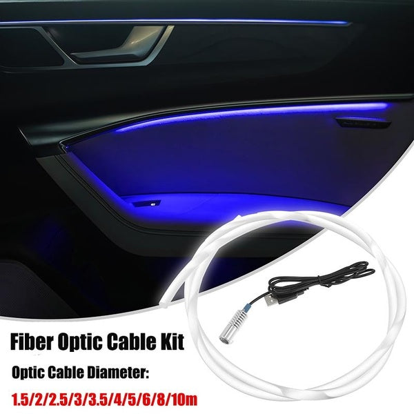 X AUTOHAUX 1 Set Car Interior Led Strip Lights Ambient Lighting PMMA Side Glow Fiber Optics Cable USB Neon Light with Blue LED Aluminum Alloy Illumin